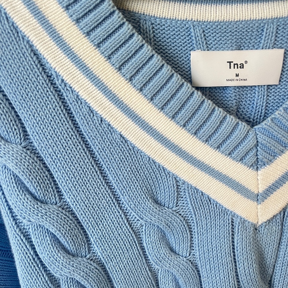 Aritzia TNA Cable Knit Baby Blue Sweater - Picture 4 of 5